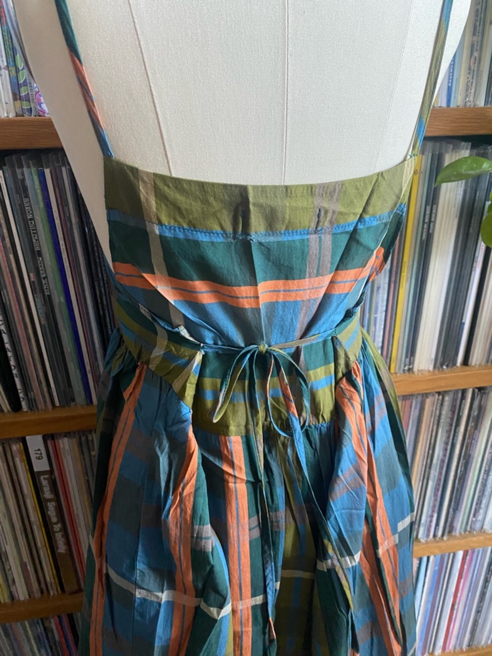 GUC OLIVE CLOTHING- Plaid Strappy Maxi Dress in Teal, Olive & Coral - OS - Picture 3 of 5